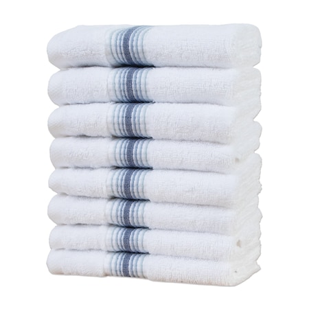 Arkwright Home Aston & Arden Turkish Striped Washcloth 13x13 Crystal (8pk) WC-STT-1313-1.75-CYT